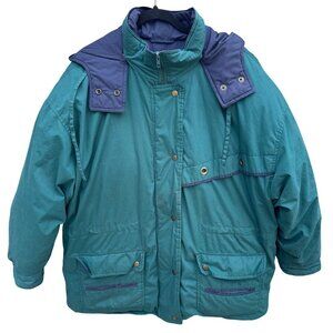 Braefair Vintage Green Navy Hooded‎ Down Fill Puffer Jacket Parka Winter Coat 2X
